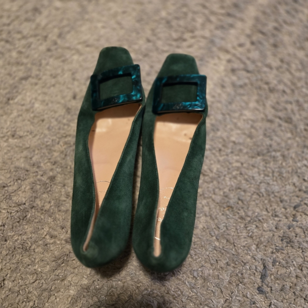 Roger Vivier Belle Vivier Suede Pumps - Emerald Green Eu 37 - Picture 4 of 11